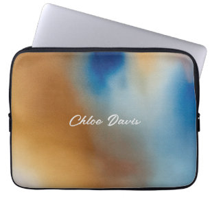 Housse Pour Ordinateur Portable Aquarelle bleue personnalisée