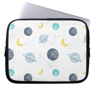 Housse Pour Ordinateur Portable Aquarelle Blue Space Planet Motif