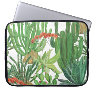 Housse Pour Ordinateur Portable Aquarelle Cactus : Peinture Motif transparente