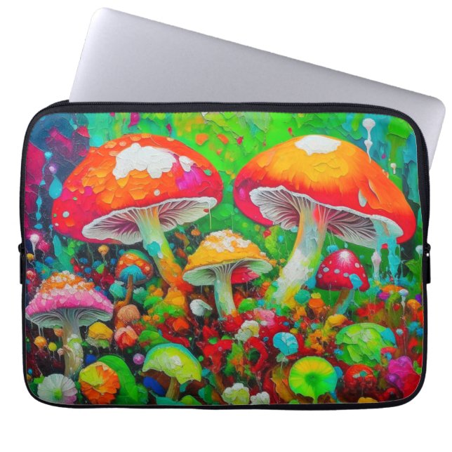 Housse Pour Ordinateur Portable Aquarelle Champignons Abstraits (Devant)
