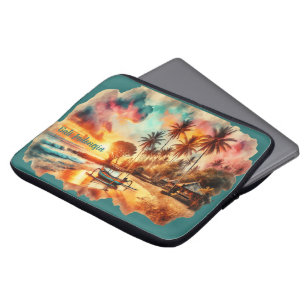 Housse Pour Ordinateur Portable Aquarelle Croquis Bali Indonésie Tropical  