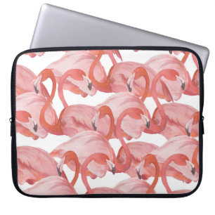 Housse Pour Ordinateur Portable Aquarelle de Flamant rose : Motif transparent
