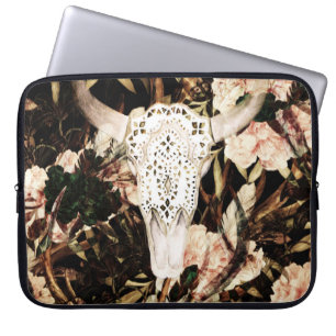 Housse Pour Ordinateur Portable Aquarelle ethnique : arrière - plan floral rétro.