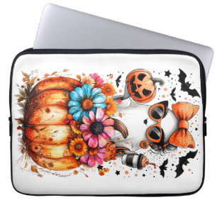 Housse Pour Ordinateur Portable Aquarelle Floral Citrouille automne