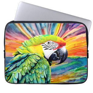 Housse Pour Ordinateur Portable Aquarelle générée par l'IA mignonne Style perroque