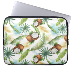 Housse Pour Ordinateur Portable Aquarelle Motif de noix de coco tropicale