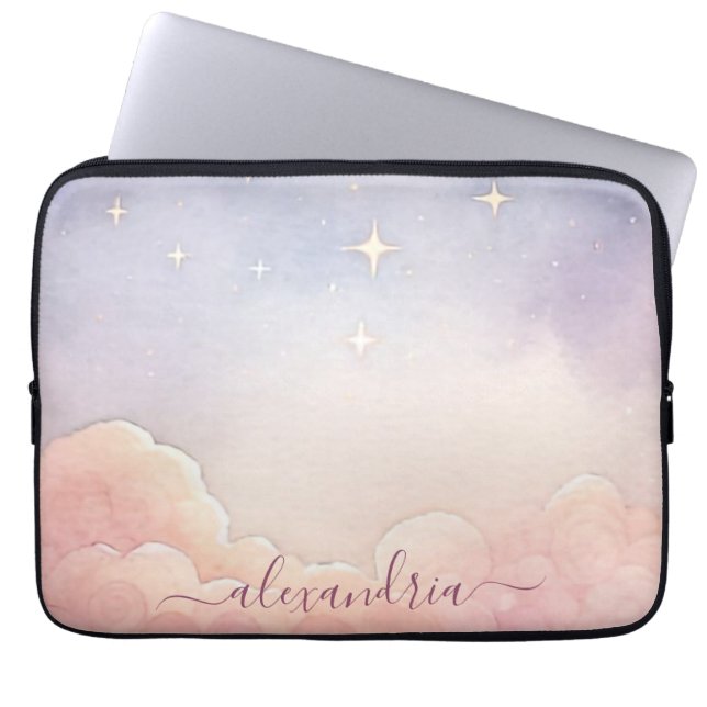 Housse Pour Ordinateur Portable Aquarelle Nudscape Ciel rose Nom (Devant)