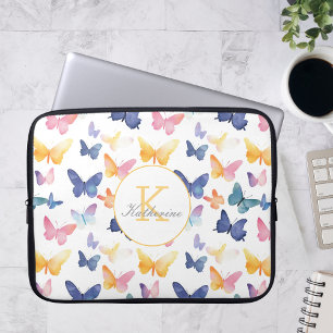 Housse Pour Ordinateur Portable Aquarelle papillon Couleur Motif coloré Nom person