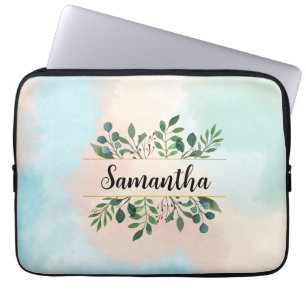 Housse Pour Ordinateur Portable Aquarelle Pastel personnalisée Nom botanique