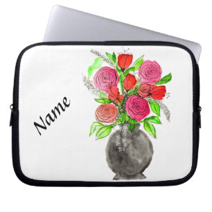 Housse Pour Ordinateur Portable Aquarelle peinte à la main Art Floral Abstrait