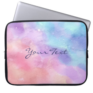 Housse Pour Ordinateur Portable Aquarelle rose et bleue personnalisée
