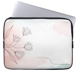 Housse Pour Ordinateur Portable Aquarelle rose romantique Floral