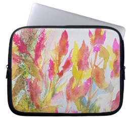 Housse Pour Ordinateur Portable Aquarelle rose vif Design floral