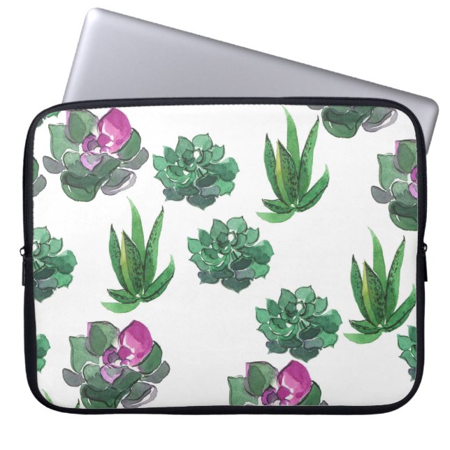 Housse Pour Ordinateur Portable Aquarelle Succulente Conception Motif transparente (Devant)