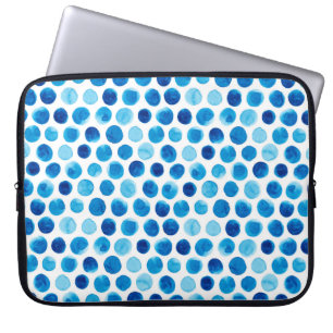 Housse Pour Ordinateur Portable Aquarelle transparente motif avec pois bleus