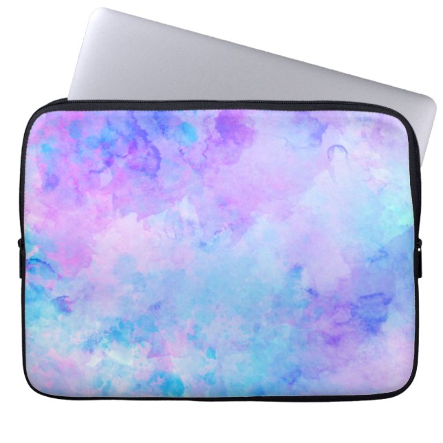 Housse Pour Ordinateur Portable Aquarelle violette et turquoise (Devant)