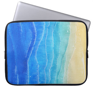 Housse Pour Ordinateur Portable Aquarelle vue mer et plage.