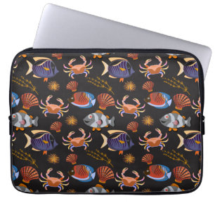 Housse Pour Ordinateur Portable Aquatic animals pattern   ocean underwater life 11