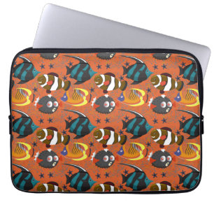 Housse Pour Ordinateur Portable Aquatic animals pattern ocean underwater life 42