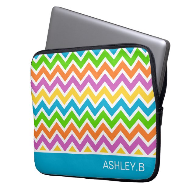 Housse Pour Ordinateur Portable Arc-en-ciel coloré clair Chevron personnalisé (devant gauche)