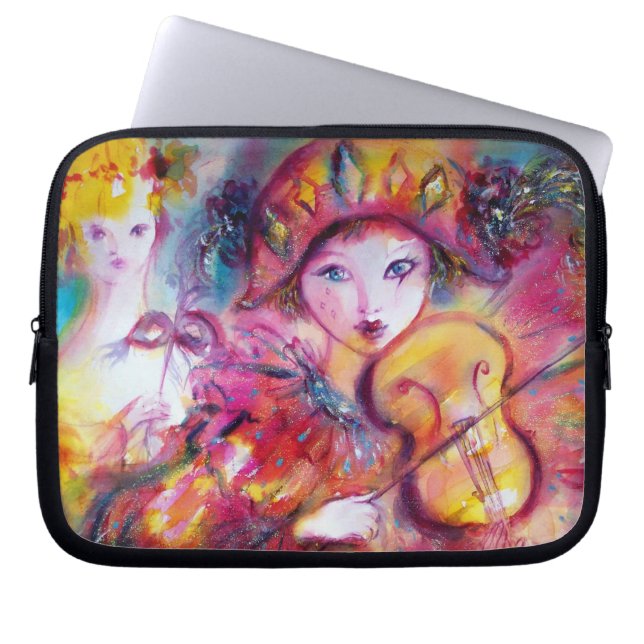HOUSSE POUR ORDINATEUR PORTABLE ARLECCHINO ET COLOMBINA (Devant)
