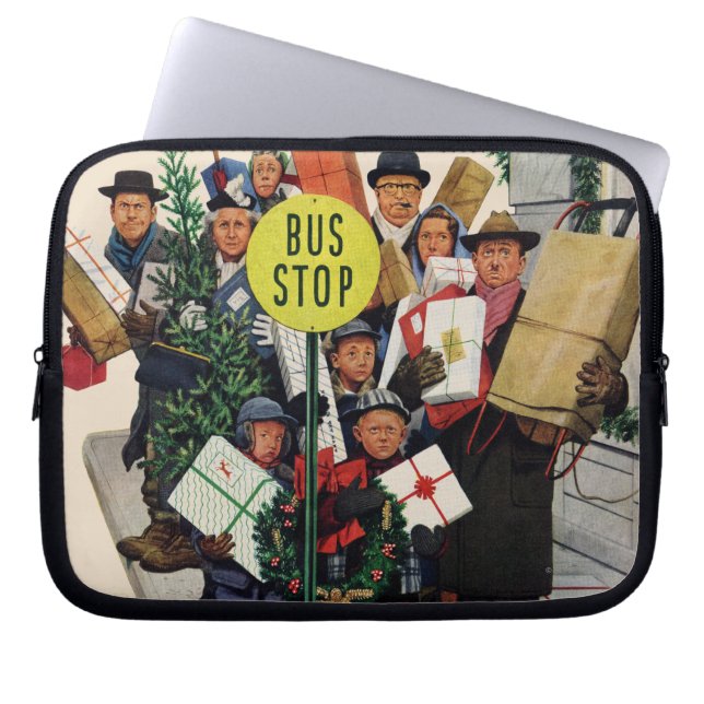 Housse Pour Ordinateur Portable Arrêt d'autobus à Noël (Devant)