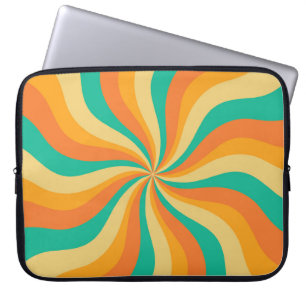 Housse Pour Ordinateur Portable Arrière - plan coloré Retro les années 70 Sunburst