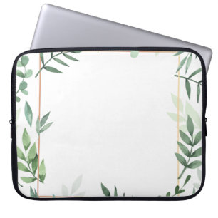 Housse Pour Ordinateur Portable Arrière - plan d'aquarelle feuille du cadre