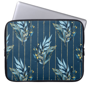 Housse Pour Ordinateur Portable Arrière - plan d'enveloppement bleu Feuille sans j