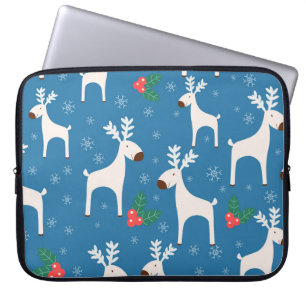 Housse Pour Ordinateur Portable Arrière - plan d'hiver avec cerfs (motif sans soud
