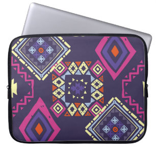 Housse Pour Ordinateur Portable Arrière - plan géométrique tribal, primitif.