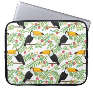 Housse Pour Ordinateur Portable Arrière - plan motif sans couture d'oiseau tropica