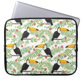 Housse Pour Ordinateur Portable Arrière - plan motif sans couture d'oiseau tropica