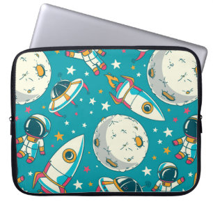 Housse Pour Ordinateur Portable Arrière - plan sans couture avec astronautes de do
