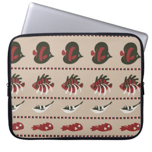 Housse Pour Ordinateur Portable Arrière - plan sans couture avec vie marine - crab