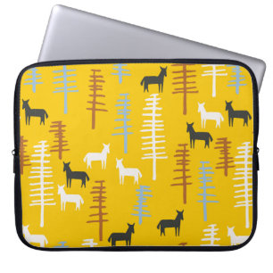 Housse Pour Ordinateur Portable Arrière - plan tribal avec des chevaux et des arbr