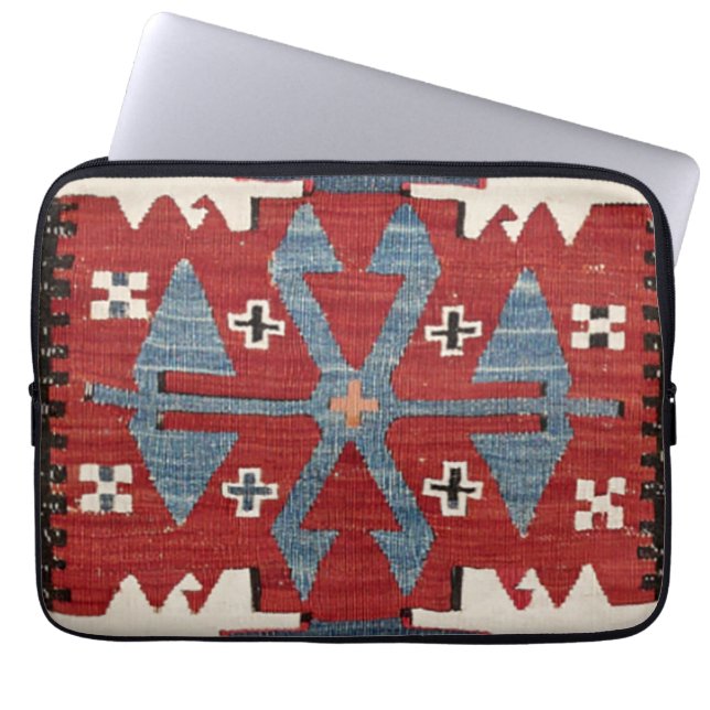 Housse Pour Ordinateur Portable Arrow en Diamant Bleu Konya II 19e siècle Authenti (Devant)