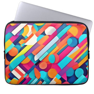 Housse Pour Ordinateur Portable Art Abstrait géométrique vibrant