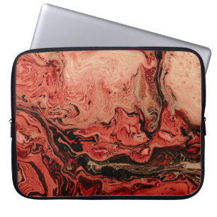 Housse Pour Ordinateur Portable Art abstrait rouge et brun