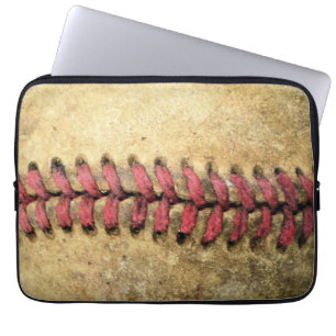Housse Pour Ordinateur Portable Art de baseball vintage - Cuir vieilli et couture