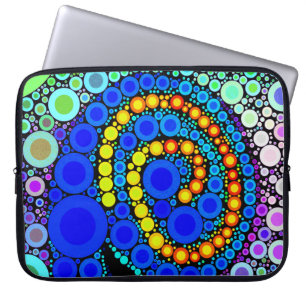 Housse Pour Ordinateur Portable Art de bruit coloré lumineux de remous de cercles