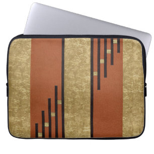 Housse Pour Ordinateur Portable Art Déco En Or Et Tan