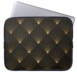 Housse Pour Ordinateur Portable Art Déco : L'élégance de l'or noir.