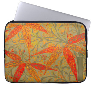 Housse Pour Ordinateur Portable Art en bambou terrestre Vintage Imprimer orange