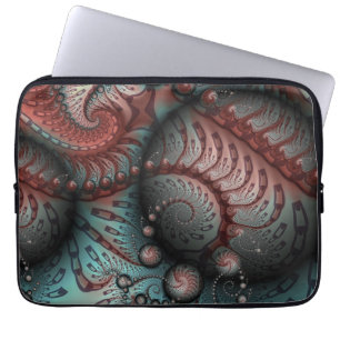 Housse Pour Ordinateur Portable Art fractal abstrait Boules Brun Bleu