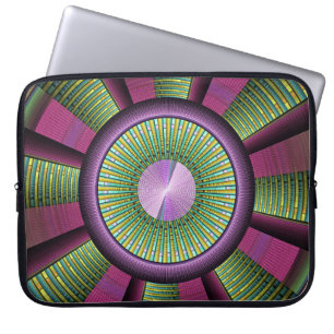 Housse Pour Ordinateur Portable Art Fractal Moderne Rond Et Coloré