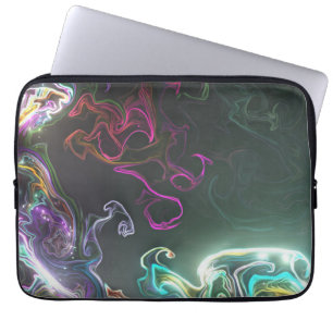 Housse Pour Ordinateur Portable Art Liquide Abstrait Néon Noir Foncé