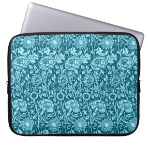 Housse Pour Ordinateur Portable Art nouveau Carnation Damask, Indigo et Sky Blue