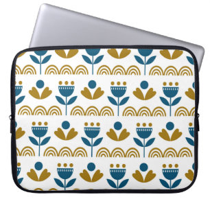 Housse Pour Ordinateur Portable Art populaire scandinave sans couture motif vintag