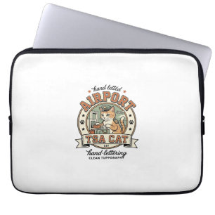 Housse Pour Ordinateur Portable Art vectoriel vintage de chat TSA de l'aéroport